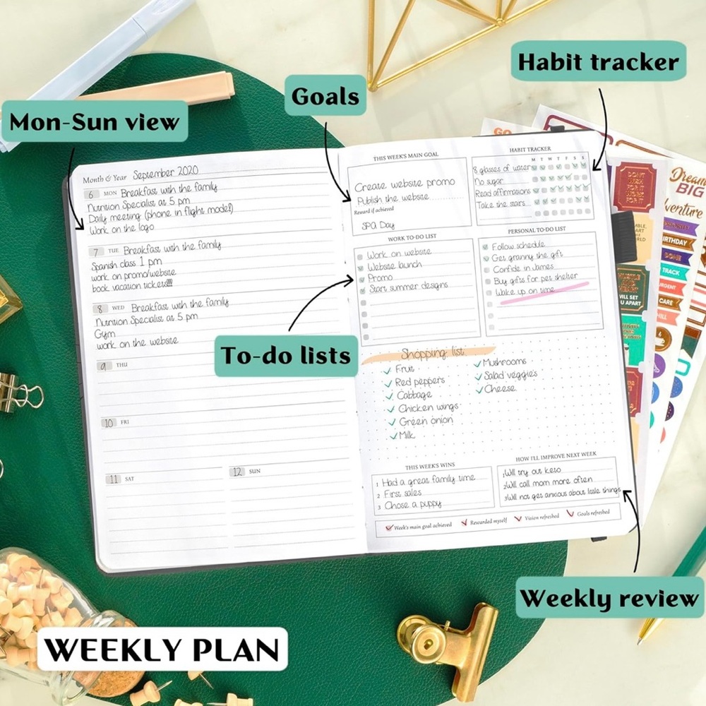 LAST CHANCE SALE! Legend Planner Gray Gold Detailing Weekly Monthly Organizer - Picture 3 of 10